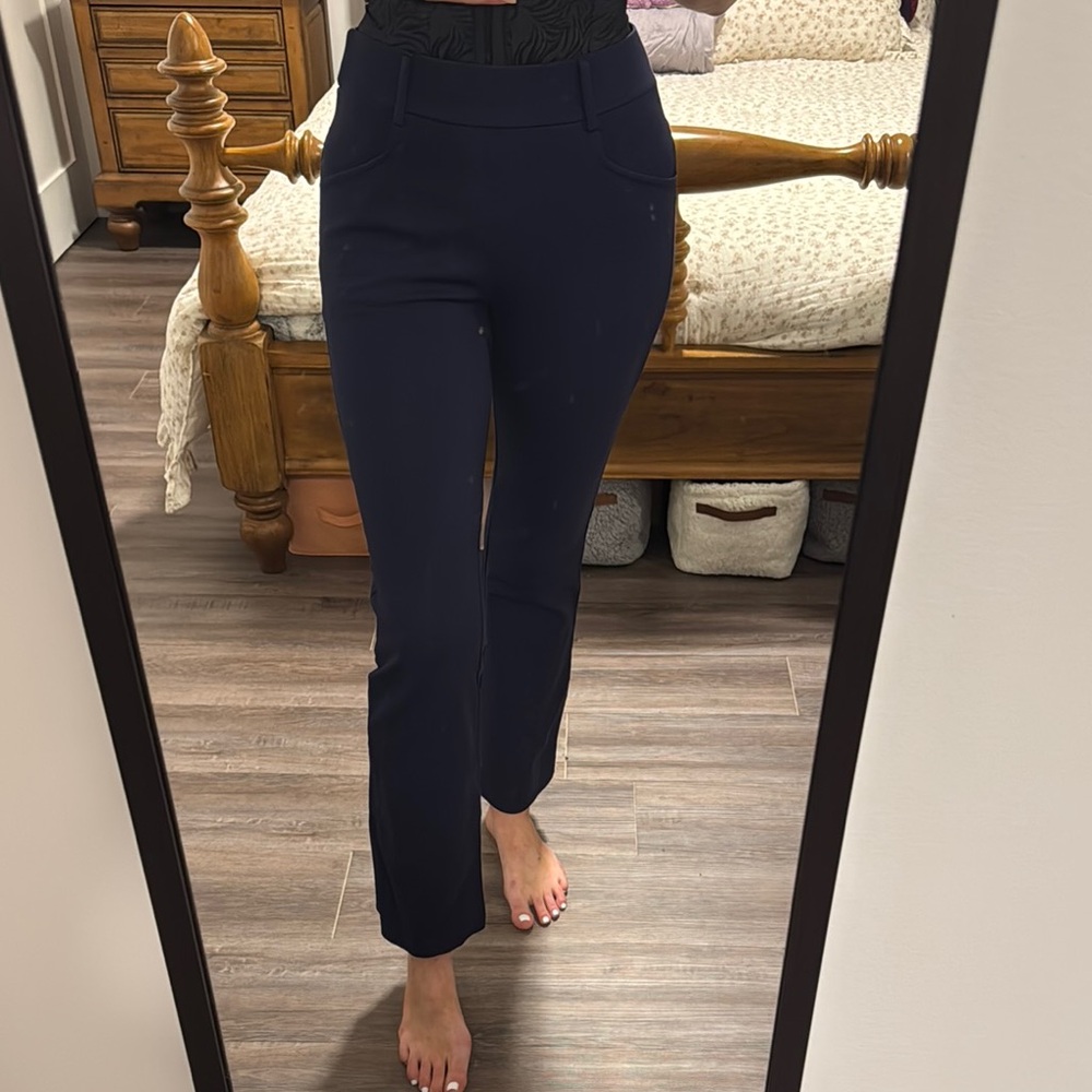Blue Straight Leg Pants Streamlined Fit